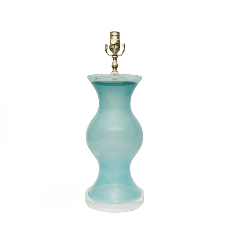 Blue Glass Globe Lamp with Lucite Base