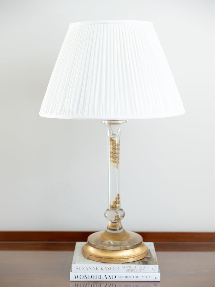 Pair of Elegant Glass Candlestick Lamps with Gilt Bases