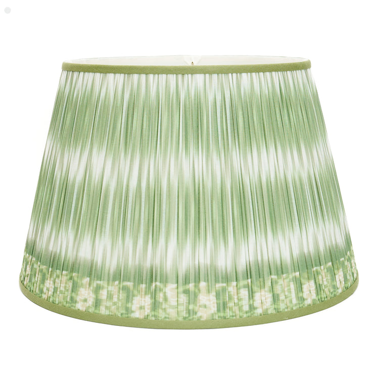 Green Ikat shirred pleat silk lampshade