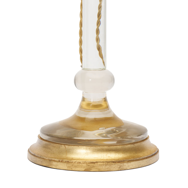 Pair of Elegant Glass Candlestick Lamps with Gilt Bases