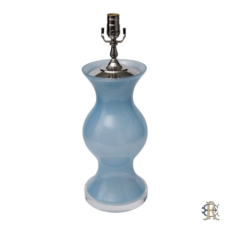 Blue Glass Globe Lamp with Lucite Base