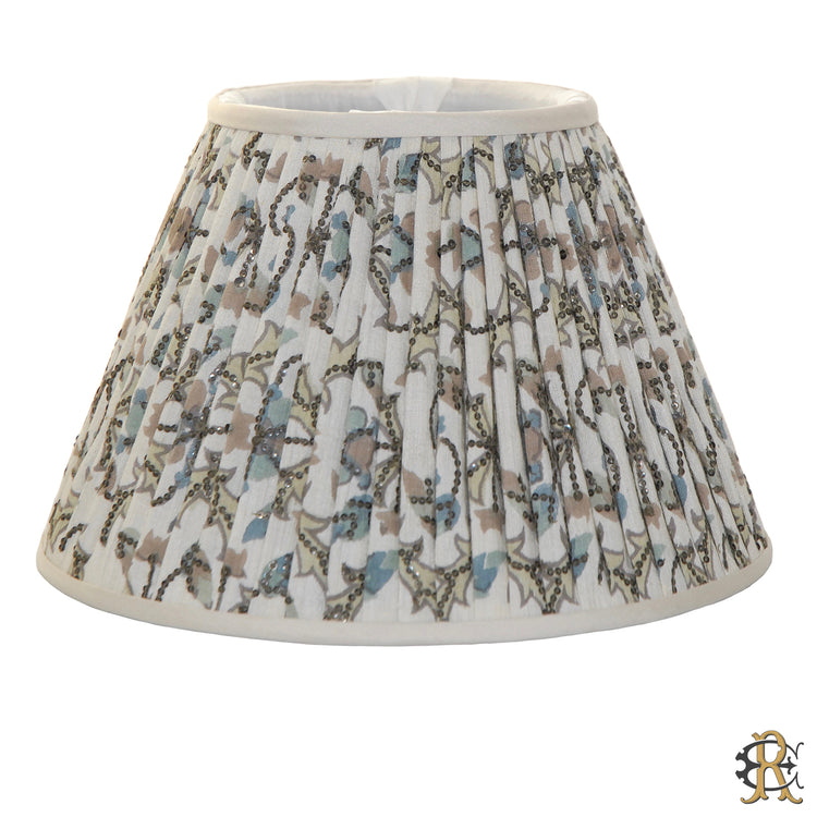 12" COM Patterned Linen Knife Pleat with Hand-sewn Sequins - Edgar Reeves Lighting