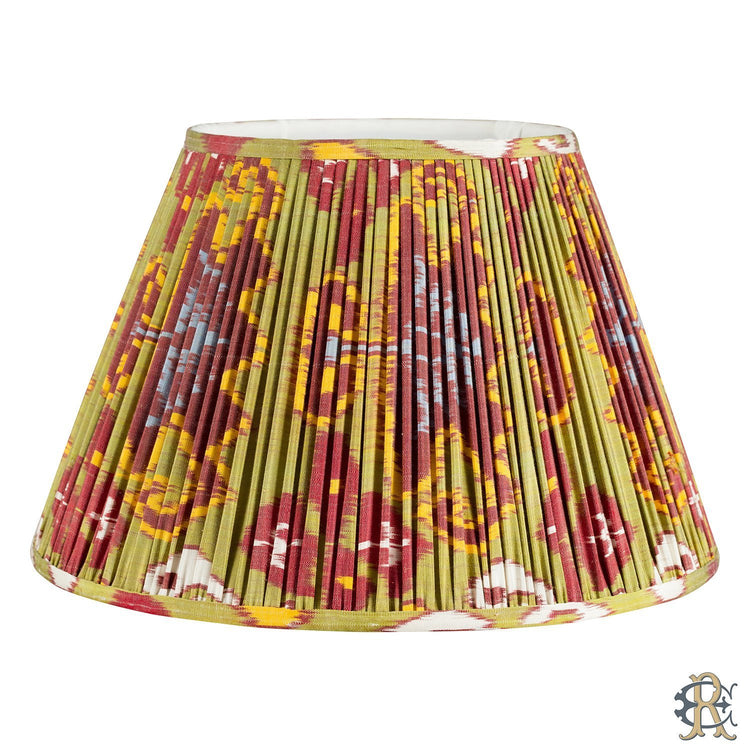18" Unique Ikat Gathered Shade, fabric hand woven in Uzbekistan - Edgar Reeves Lighting