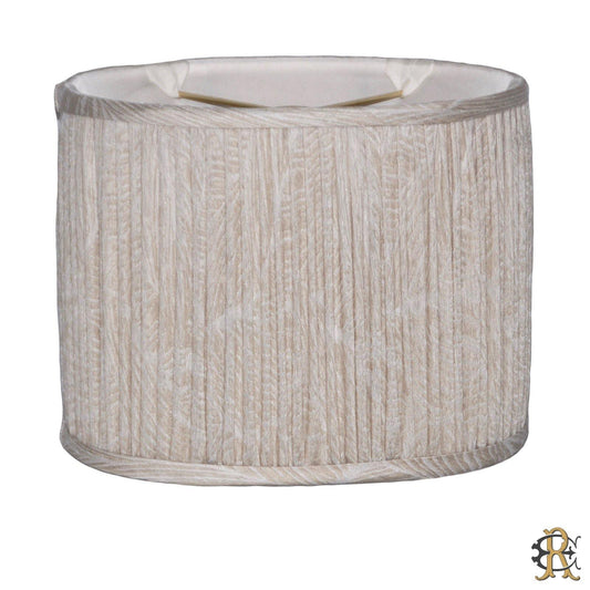 10" COM Soft Gray Patterned Linen Shirred Oval - Edgar Reeves Lighting