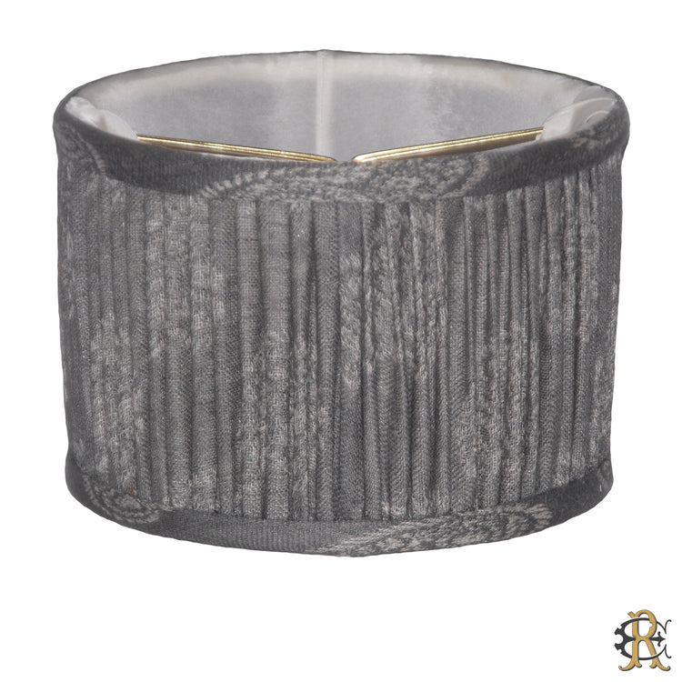 6" COM Gray Printed Linen Shirred Candle Clip - Edgar Reeves Lighting