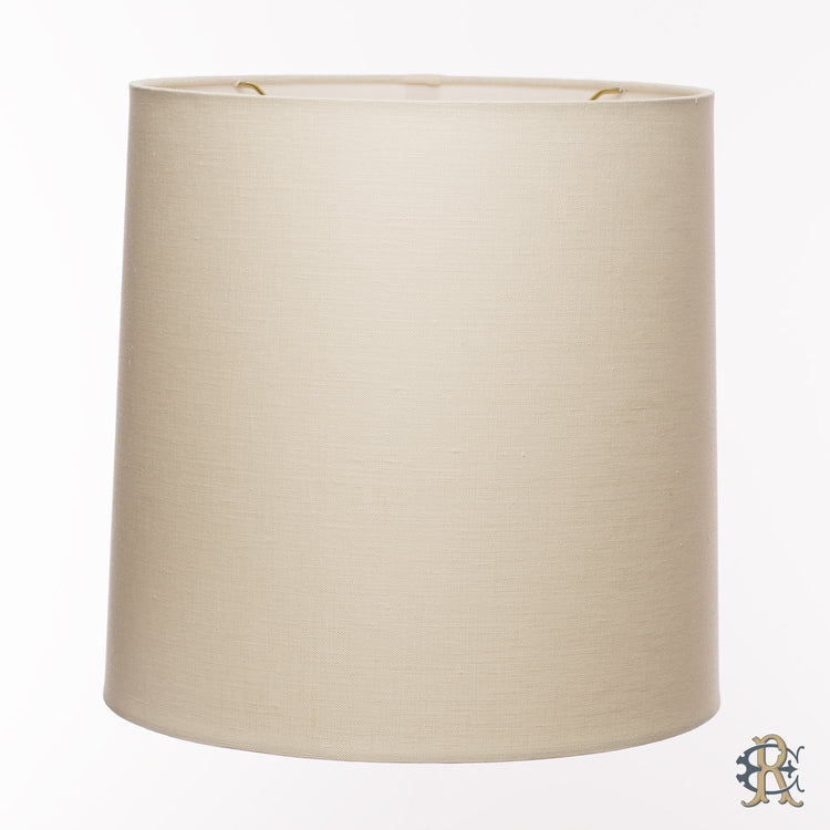 14" - 16" Tall Cream Linen Rolled Edge Retro Drum - Edgar Reeves Lighting
