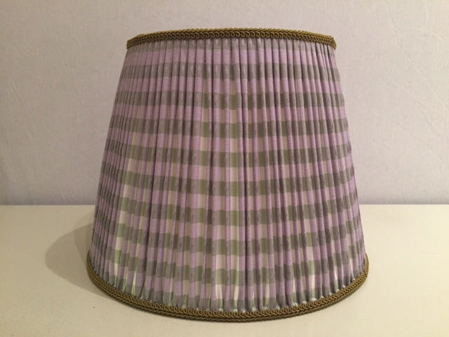 13" COM Plaid Gathered Modified Drum with COM top and bottom trim - Edgar Reeves Lighting