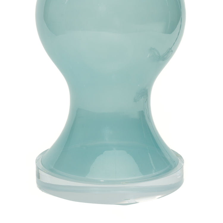 Blue Glass Globe Lamp with Lucite Base