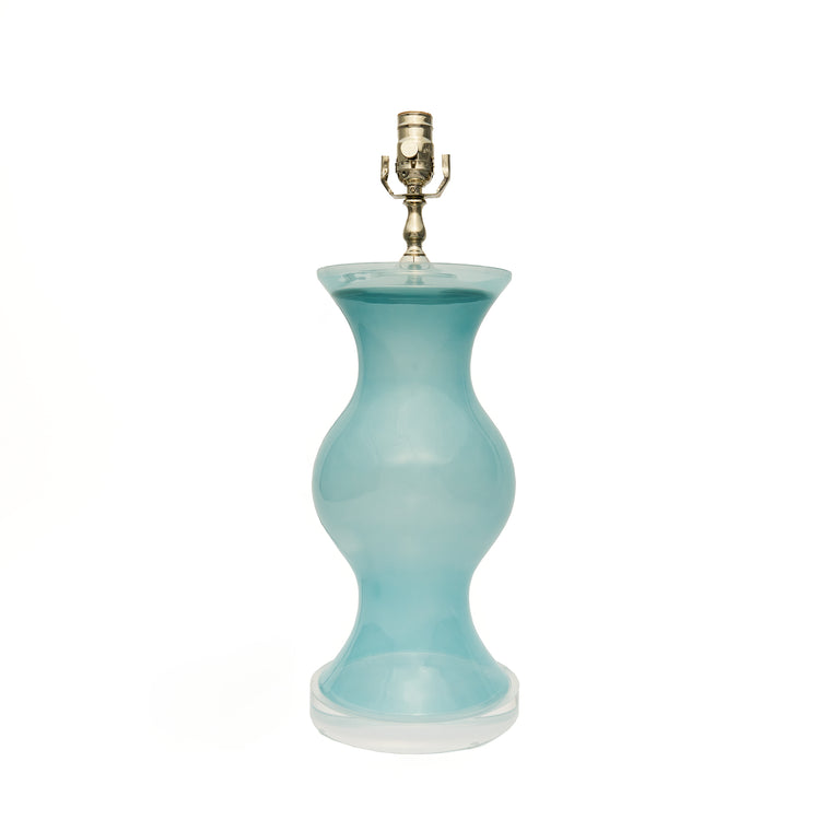 Blue Glass Globe Lamp with Lucite Base