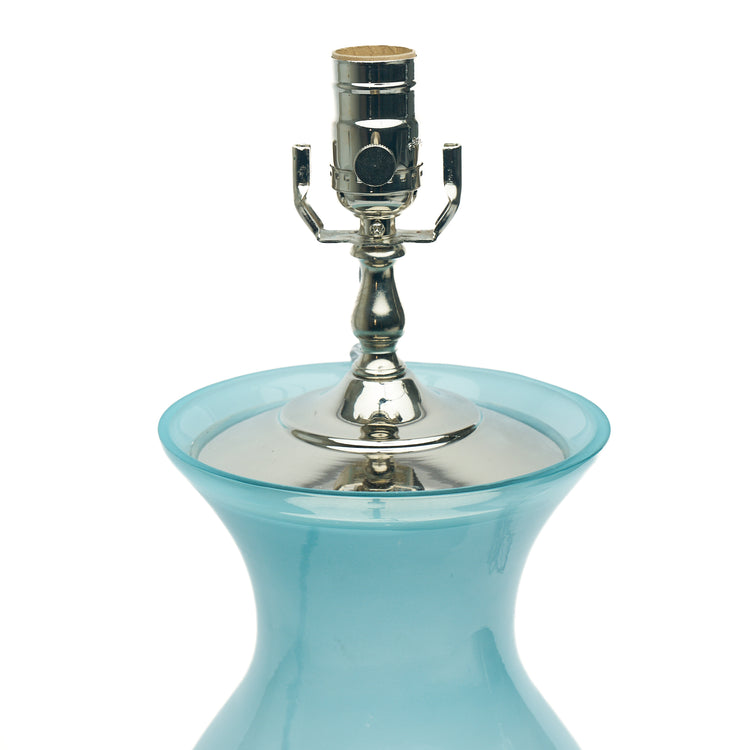 Blue Glass Globe Lamp with Lucite Base