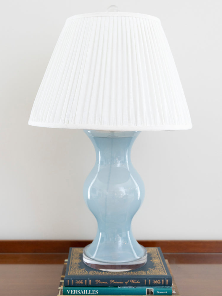Blue Glass Globe Lamp with Lucite Base