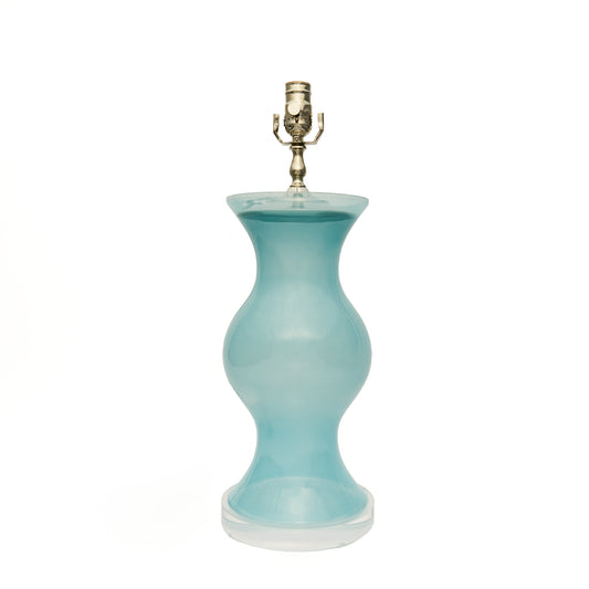 Blue Glass Globe Lamp with Lucite Base
