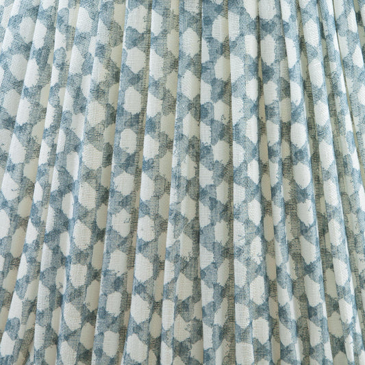 Close-up of blue and white checkered linen fabric