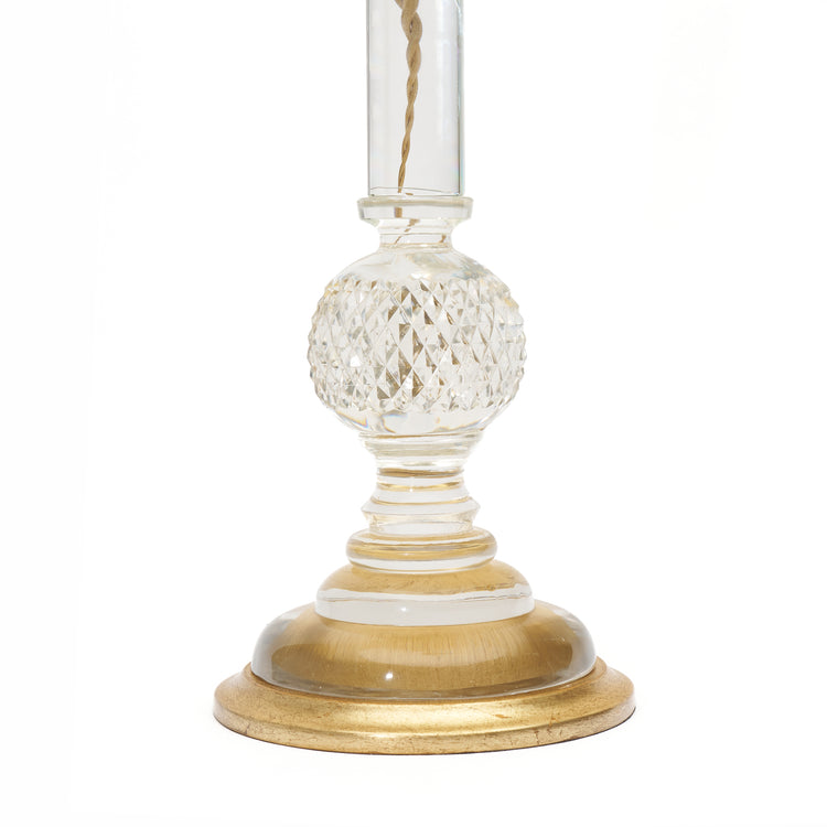 Pair of Large Ball Glass Candlestick Lamps with Gilt Bases