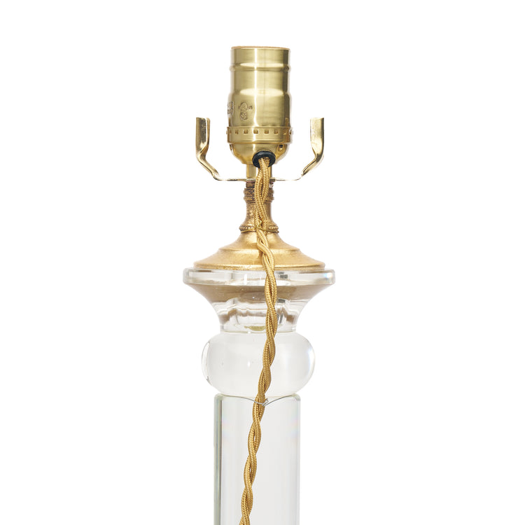 Pair of Large Ball Glass Candlestick Lamps with Gilt Bases