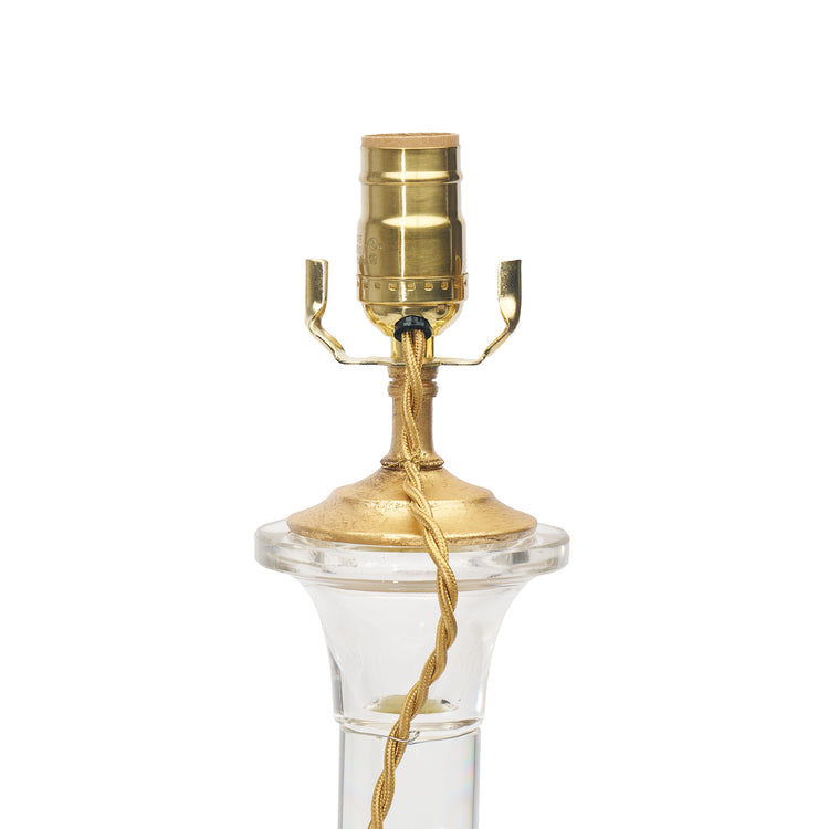 Pair of Elegant Glass Candlestick Lamps with Gilt Bases