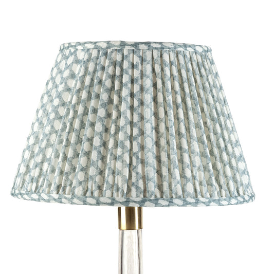 Blue and white linen lamp shade 